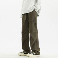 Streetwear Großhandel Maßgeschneiderte Blanko Polyester/Nylon Winddichte Frühlings-Mid-Cut Asymmetrisch Gefärbte Gewaschene Weite Fallschirmjägerhose
