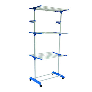 حامل منزلي من الفولاذ للغسيل تلسكوبي قائم على الأرض طاولة معدنية مزدوجة قابلة للطي لتجفيف الملابس - Product Image 5