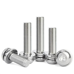 Vis combinée SEMS à tête cylindrique à six pans creux M4 x 6 mm avec ressort et rondelles plates intégrées, en acier inoxydable 18-8 - Product Image 2