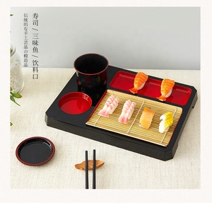 Plato japonés para servir Sushi, juego de bandeja para taza de bebida, vajilla de Sushi y salmón, combinación con plato de servicio, Estera de bambú - Product Image 1