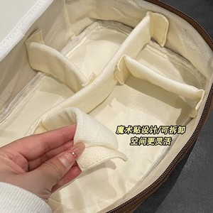 Women's Makeup Bag Large Capacity Zipper Closure Soft Handle Color Blocking Design Multifunctional Portable Cosmetic <b>Case</b> - Product Image 3