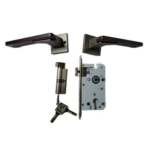 Ensemble de poignées de porte en aluminium de style européen moderne, finition nickel satiné, quincaillerie pour porte intérieure, idéal pour appartement - Product Image 2