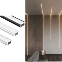 Profilés en aluminium noir 24*7mm avec diffuseur opale, profil LED encastré, éclairage 2m 3m
