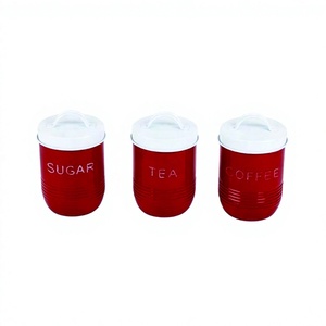 Red Metal Canister Lid for Tea <b>Sugar</b> Storage Galvanised Kitchen Container for Coffee Food Storage Colorful Canister for Dry Food - Product Image 1