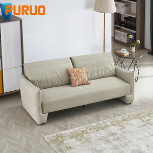 Puruo Ensemble de canapés italiens <span class=keywords><strong>pour</strong></span> salon, en tissu technique nordique, sectionnel en L, en coton et lin, avec chaise longue inclinable et fonction lit - Product Image 1