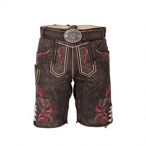 Shorts en cuir véritable pour hommes, style Lederhosen allemand, en daim de vache, costume bavarois authentique pour l'Oktoberfest, vente en gros - Product Image 1