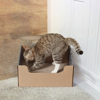 Boîte à gratter pour chat en carton, grise foncée, géométrique (lot de 2) |   Coussin ondulé double face de 7,5 pouces de hauteur pour chats d'intérieur