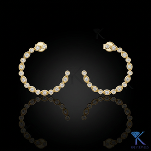 Lab Grown CVD Diamond Open <b>Hoop</b> <b>Earrings</b> with Milgrain Bezel Setting Brilliant Cut 14K <b>Solid</b> Gold Luxury Bridal Women's Jewelry - Product Image 2