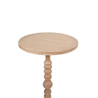 Table de cocktail sur pied en bois tourné, style vintage, pour événements et mariages, avec plateau rond en placage, à louer