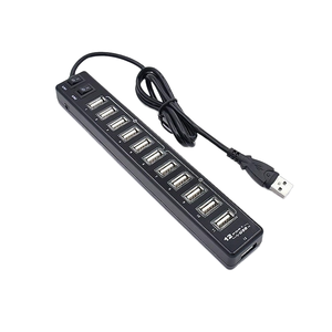 Hub USB 2.0 HT-222B 12 ports en ABS, multi-interface, pour connexion de périphériques de bureau et clés USB, OEM transfrontalier, en stock - Product Image 1