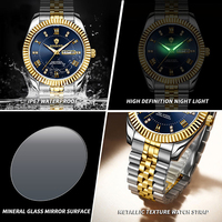 Jam Tangan Pria Binbond B0756 0756 Quartz Movement dengan Tali Stainless Steel, Tanggal Otomatis, Tahan Air, Bercahaya, untuk Bisnis dan Santai