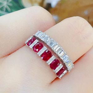 เครื่องประดับทองคำขาว 18K ซินฟลาย แหวนเพชรธรรมชาติรูปไข่ 1.3 กะรัต ประดับทับทิม สำหรับงานแต่งงานและงานเลี้ยง สไตล์คลาสสิก - Product Image 3