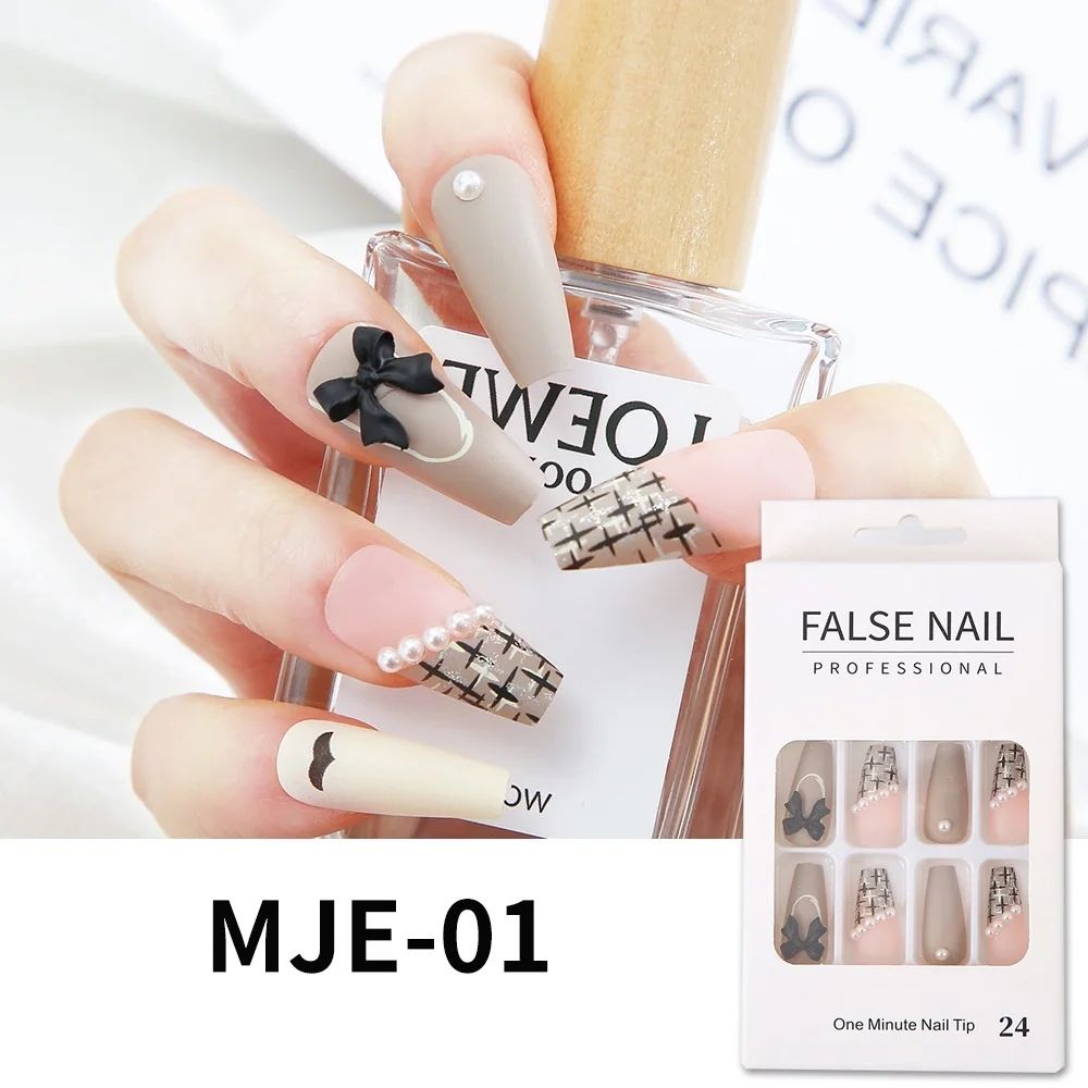 Wholesale Fashion 24 Pcs XXL Coffin Handmade Press on Nails Artificial Manicure False FakeNails