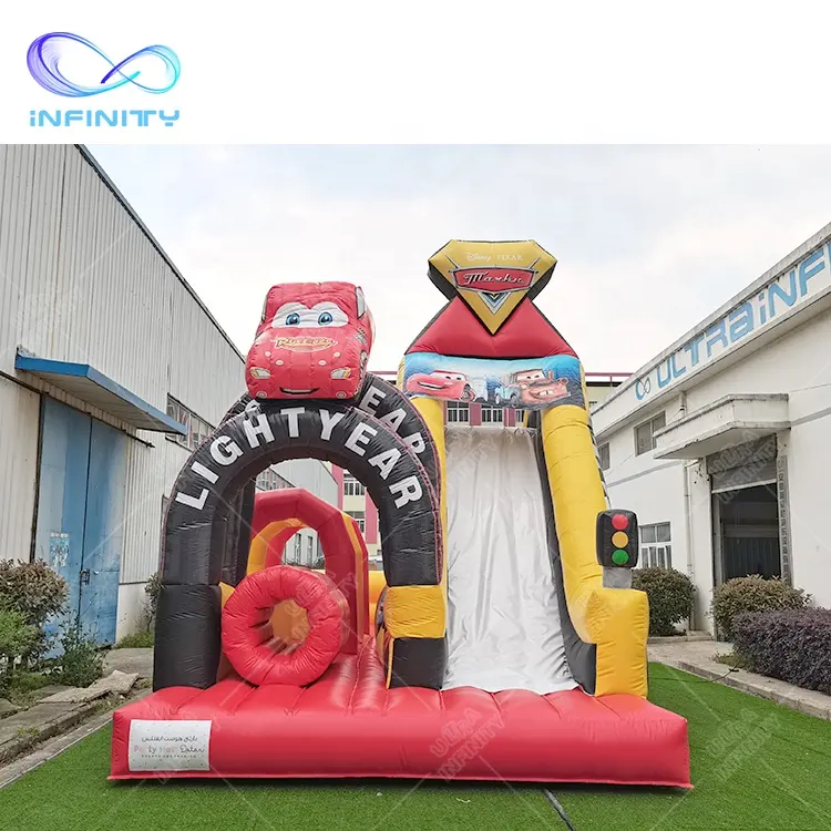 commercial inflatable combo bounce house slide kids inflatable car jumping castle slide Inflatable car racing bouncer with slide