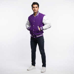 Customized Winter Varsity <b>Baseball</b> <b>Jacket</b> <b>for</b> Letterman Stand Collar 100% Cotton Sleeves Breathable Front Logo <b>for</b> Casual Use - Product Image 1