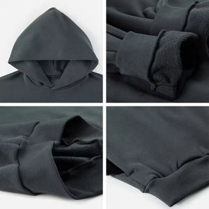 Newly Wholesale Style Blank Heavyweight Boxy <b>Hoodie</b> Keep Warm French Terry Solid <b>Black</b> Oversize Hoodies High Quality <b>Men</b> Sweater - Product Image 2