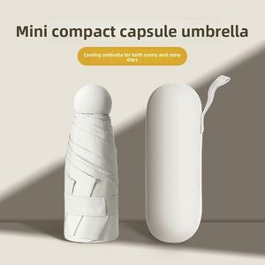 Parapluie pliant portable pour femme, moderne, anti-UV 50%, imperméable, double usage soleil/pluie, petit, noir, avec armature en caoutchouc et fer - Product Image 3
