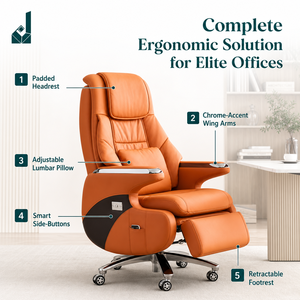 Modern High Back Footrest <b>Reclining</b> Office <b>Chair</b> Premium <b>Leather</b> Adjustable Armrests Rolling Swivel Gaming Room 1. One-Stop Offi - Product Image 2