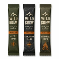 Brand New Coffee Stick Bag Tear Notch 2g Single Serve Olive Green Trail Instant Coffee Sachet Packaging Bags for Camp Brand OEM