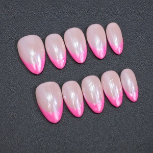 <span class=keywords><strong>Uñas</strong></span> Postizas Acrílicas Cortas Hechas a Mano al Estilo Francés, <span class=keywords><strong>Uñas</strong></span> Falsas Reutilizables - Product Image 3