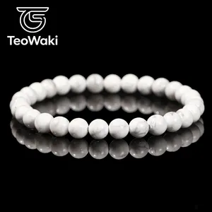 TeoWaki Gelang Elastis Manik-manik Batu Alam Bulat Halus Pilihan Warna Beragam Perhiasan Fashion Harian Hadiah Ulang Tahun Liburan 19cm - Product Image 3