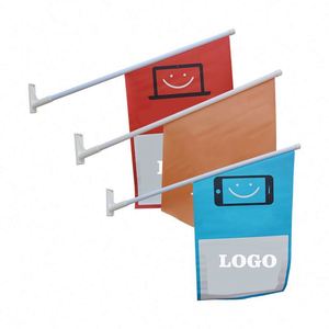 โลโก้โฆษณาแบบกำหนดเอง ราคาถูก พิมพ์ตามสั่ง เสาธงติดผนัง - Product Image 1