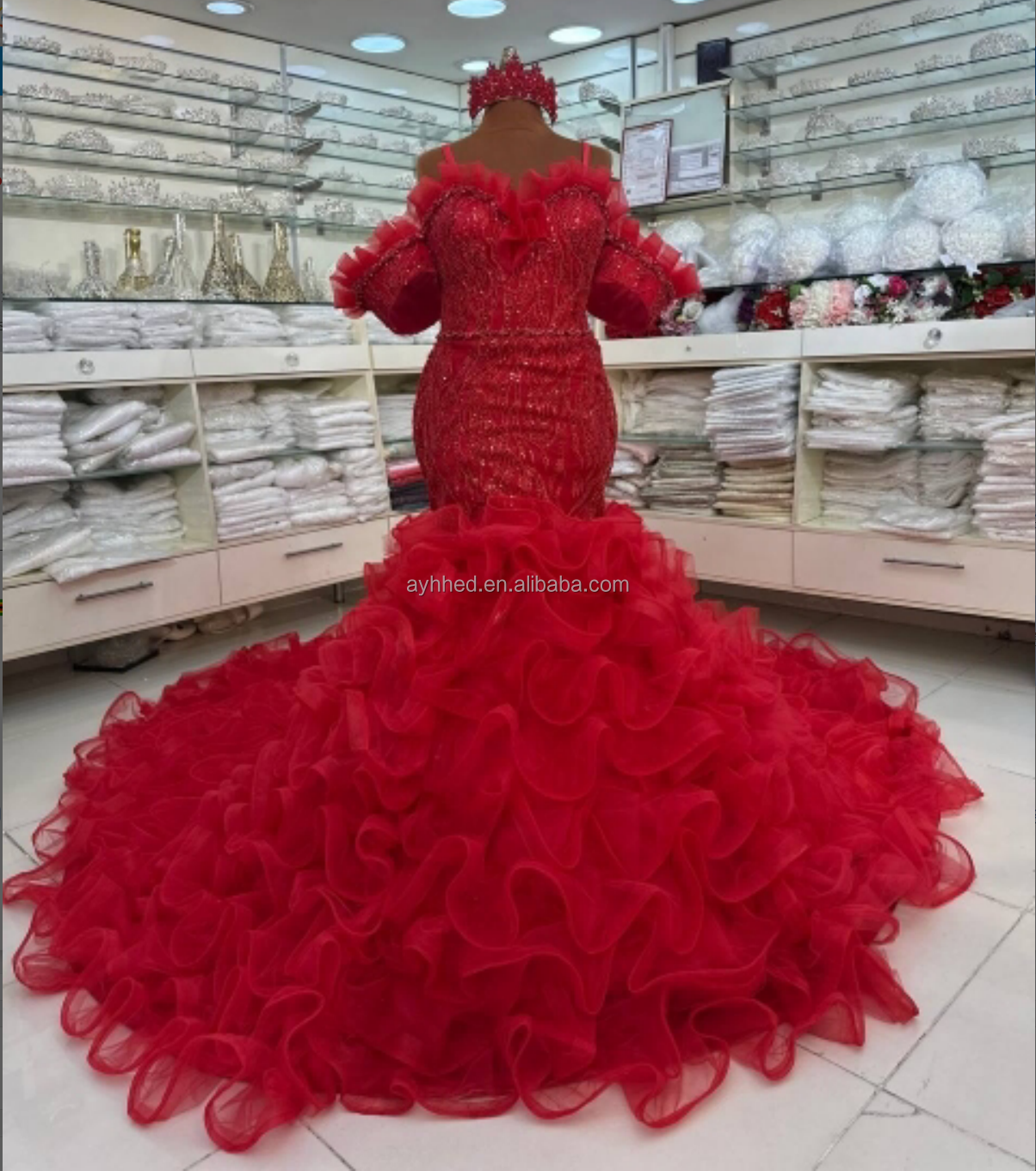knee length dresses for ladies Strapless Red Mermaid Wedding Dress OLIVIA – ieie