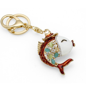 Lovely Kiss Fish Diamond Metal Sea Animal Gift Pendant Key Chain