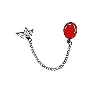 Nouveauté : Broches en métal artisanal en gros, accessoires de dessin animé, broche personnalisée, ballon rouge, <span class=keywords><strong>clown</strong></span>, bateau, émail avec chaîne - Product Image 4
