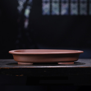 <span class=keywords><strong>Pot</strong></span> à Bonsaï de Luxe Rustique à Bouche Large et Forme Elliptique, <span class=keywords><strong>en</strong></span> Argile Violette Galvanisée Faite à la Main, pour Plantes d'Intérieur (Pin, <span class=keywords><strong>Sapin</strong></span>) - Product Image 1