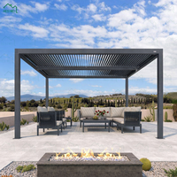 Pavillon extérieur en aluminium imperméable avec lames rétractables électriques pour jardin, salon de thé et véranda - Taille personnalisable
