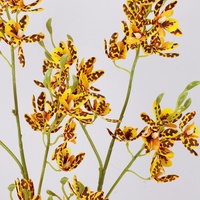 Bunga Anggrek Cymbidium Mini 4 Cabang Gaya Alami Buatan, Bunga Sutra Ramah Lingkungan untuk Fotografi Ruang Tamu