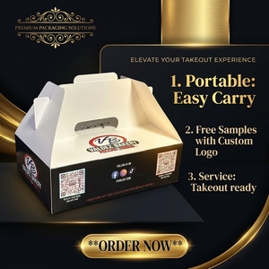 Conjunto de Embalagens Personalizadas para Fast Food: Caixa de Papel para Hambúrguer, Recipiente para Asas de Frango e Sacola para Viagem - Product Image 2