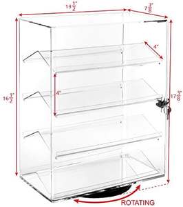 Vitrine rotative à 360 degrés en acrylique MOOCA Premium avec 4 étagères amovibles, serrure à clé, moderne, pour lunettes de soleil, bijoux, objets de collection - Product Image 2