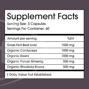 Complex Runderorgaansupplement Grasgevoerd Runderlevercapsule 4500Mg Met Reishi Cordyceps Champignon <span class=keywords><strong>Ginseng</strong></span> Rhodiola - Product Image 3