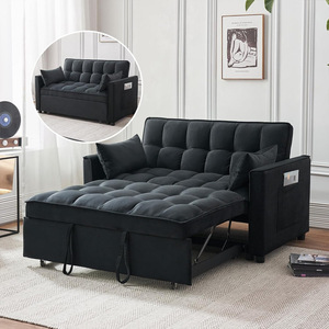 Canapé-lit <span class=keywords><strong>futon</strong></span> carré inclinable en velours rembourré, convertible, confortable, pour chambre et salon, fauteuil pliant deux places, vente en gros - Product Image 2