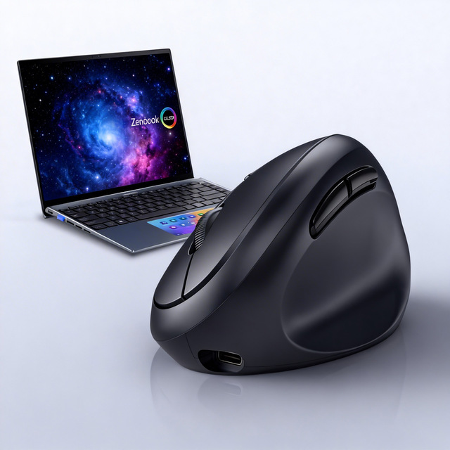Ergonomic Design Egg-Shaped Vertical Wireless Mouse with Optical Sensor USB Charging for Dual-Mode Mute Office Mouse