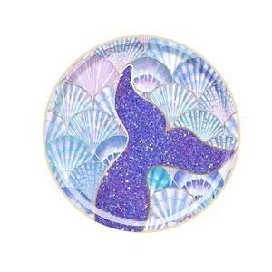 Juego de Vajilla Desechable DAMAI para Fiesta de Cumpleaños, Diseño de Sirena Azul y Morado, Platos, Vasos y Servilletas de Papel - Product Image 5