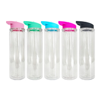 Gobelets à paille rabattable intégrés sans BPA, pour l'extérieur, la plage, l'école, 10 oz, gobelets en plastique pour enfants, globe à neige, bouteilles d'eau, pour enveloppes UV DTF