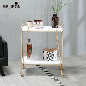Nordic Metal Mobile Beverage Service Cart Cake <strong>Trolley</strong> Tea Cart <strong>Hand</strong>-Pulled Storage Rack Sideboard Home <strong>Small</strong> Dining Cart - Product Image 3