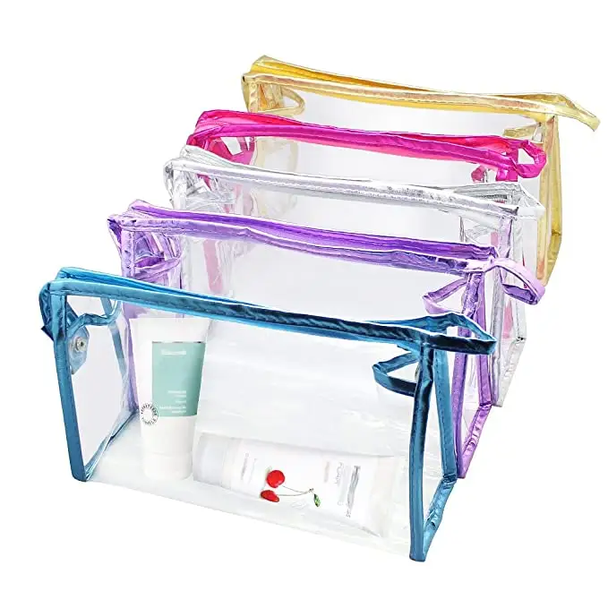 Transparent makeup pouch can be customized logo makeup bag large capacity clear pvc cosmetic pouch