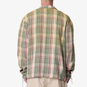 <b>Men</b> Vintage Plaid <b>Flannel</b> <b>Shirt</b> Frayed Raw Hem Oversized Long Sleeve Button Down <b>Shirt</b> Custom Logo <b>Men</b> Casual Check Shacket - Product Image 4
