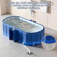 Baignoire ovale portable en PVC pour adultes, 59 pouces, grande, pliable, sans installation, 110 gallons, bain froid, douche