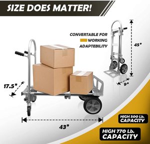 Keranjang Platform <span class=keywords><strong>Dolly</strong></span> Bergerak Berat 1000 LBS, Truk Tangan Konversi dengan Pegangan Ganda - Product Image 5