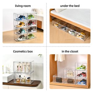Boîte de rangement à chaussures pliable transparente à un seul niveau, pliable, portable, écologique, durable et empilable pour la vente en gros - Product Image 5