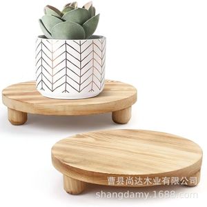 <b>Rustic</b> wooden base for flower pots and planters, height-adjustable base, solid <b>wood</b> carving, succulent plant tray stand, - Product Image 1