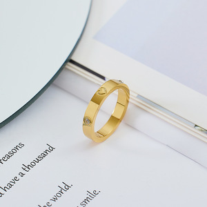 Anillo de Moda con Corazón, Amor y Amistad, Chapado en Oro de 18K, Acero Inoxidable, Anillo de <span class=keywords><strong>Promesa</strong></span>, Anillo de Bodas, Joyería, Regalos de Cumpleaños para Mujer - Product Image 5