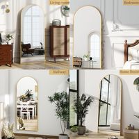 Miroir sur pied moderne avec cadre en aluminium doré, à poser contre le mur, pour chambre, salon, dressing - Tendance
