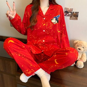 Nuovo Lussuoso Set Pigiama Primaverile ed Estivo per <span class=keywords><strong>Donna</strong></span>, <span class=keywords><strong>Comodo</strong></span> Completo a Maniche Lunghe e Pantaloni, <span class=keywords><strong>Abbigliamento</strong></span> da Casa all'Ingrosso - Product Image 3
