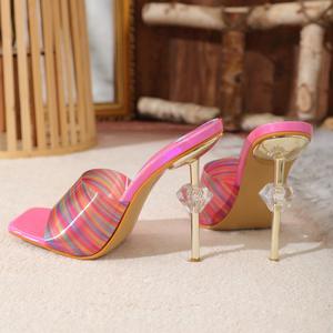 2025 nuevas mujeres de verano Cool Slip-Ons con parte inferior en forma de corazón de un paso en la cabeza con <span class=keywords><strong>tacones</strong></span> altos de aguja - Product Image 4